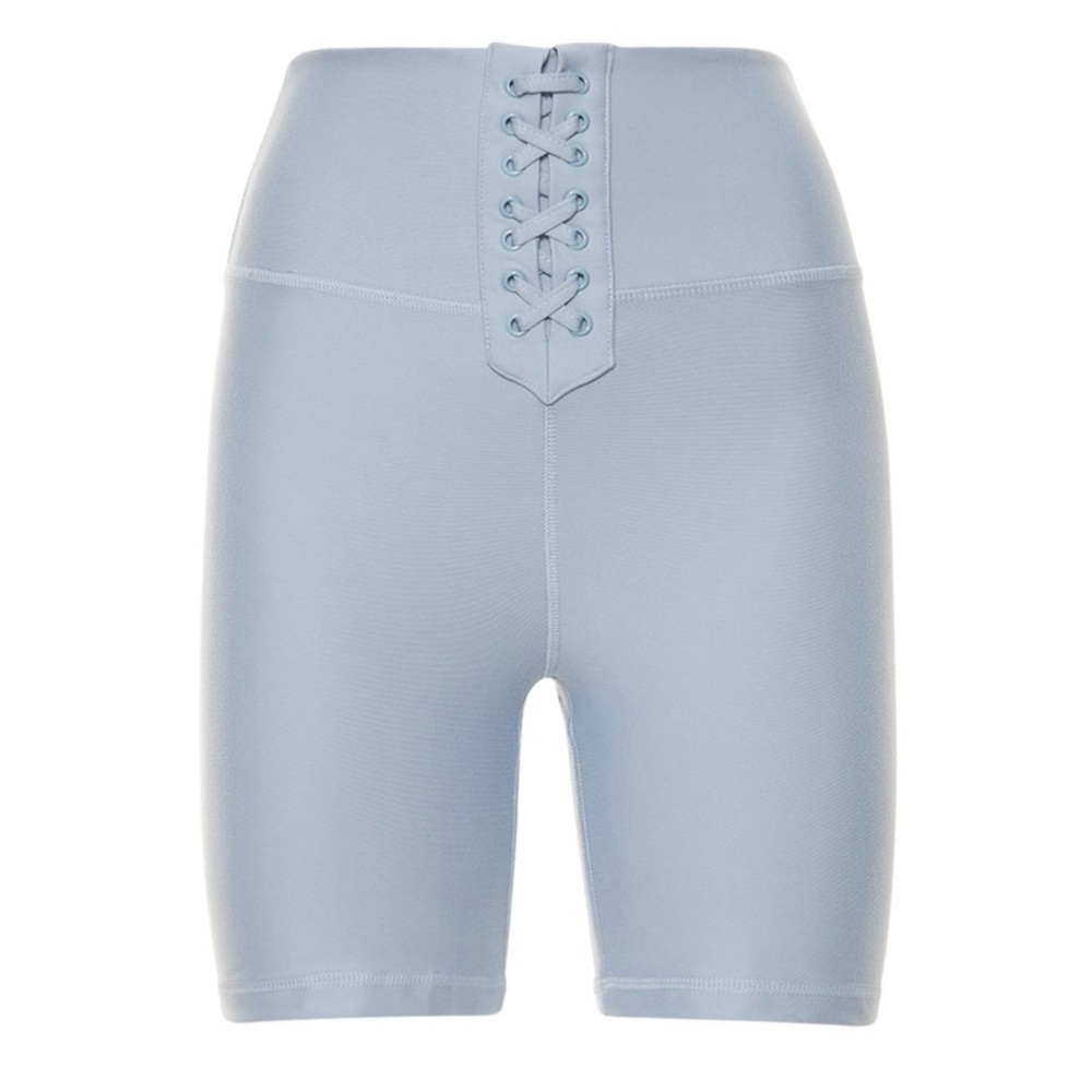 We Wore What Baby Blue Lace Up Biker Shorts